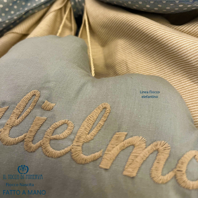 Fiocco Nascita linea fiocco elefantino Guglielmo - Fatto a Mano - Il Tocco di Minerva