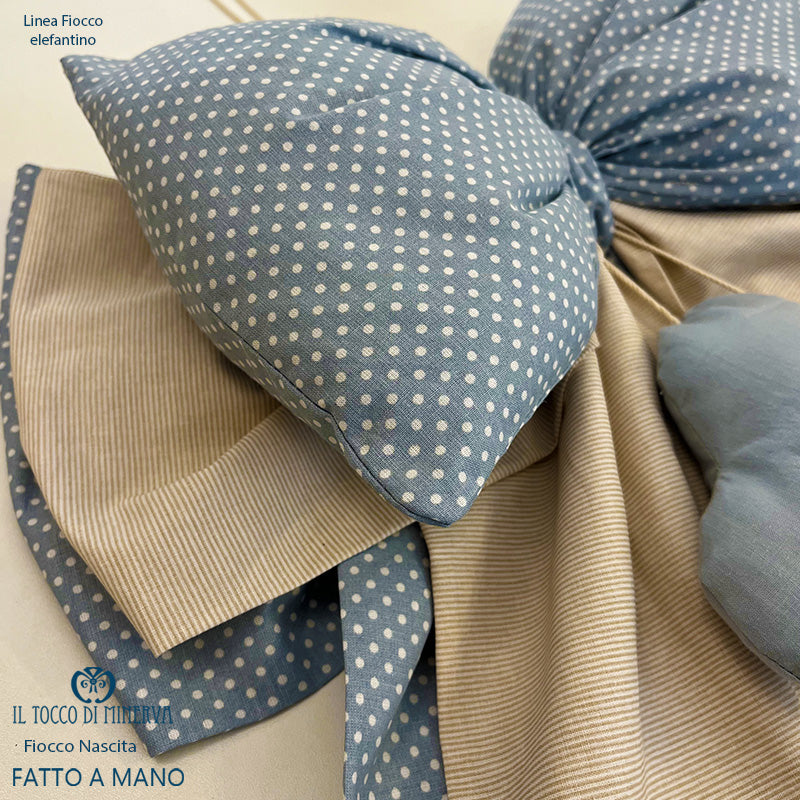 Fiocco Nascita linea fiocco elefantino Guglielmo - Fatto a Mano - Il Tocco di Minerva