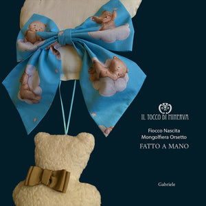 Fiocco Nascita Mongolfiera e orsetto Gabriele - Fatto a Mano - Il Tocco di Minerva