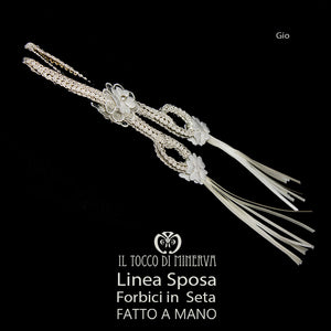 Forbici Taglio Nastro Linea Sposa Gio bianco seta Fatto a Mano - Il Tocco di Minerva