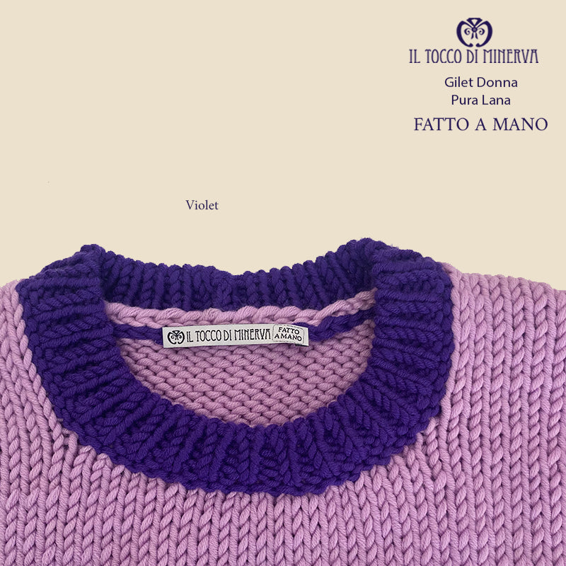 Gilet donna in pura lana Violet _Fatto a Mano - Il Tocco di Minerva