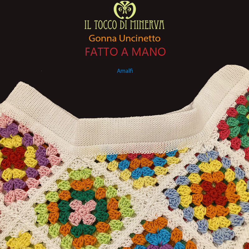Gonna uncinetto Amalfi in cotone multicolore - Fatto a Mano - Il Tocco di Minerva