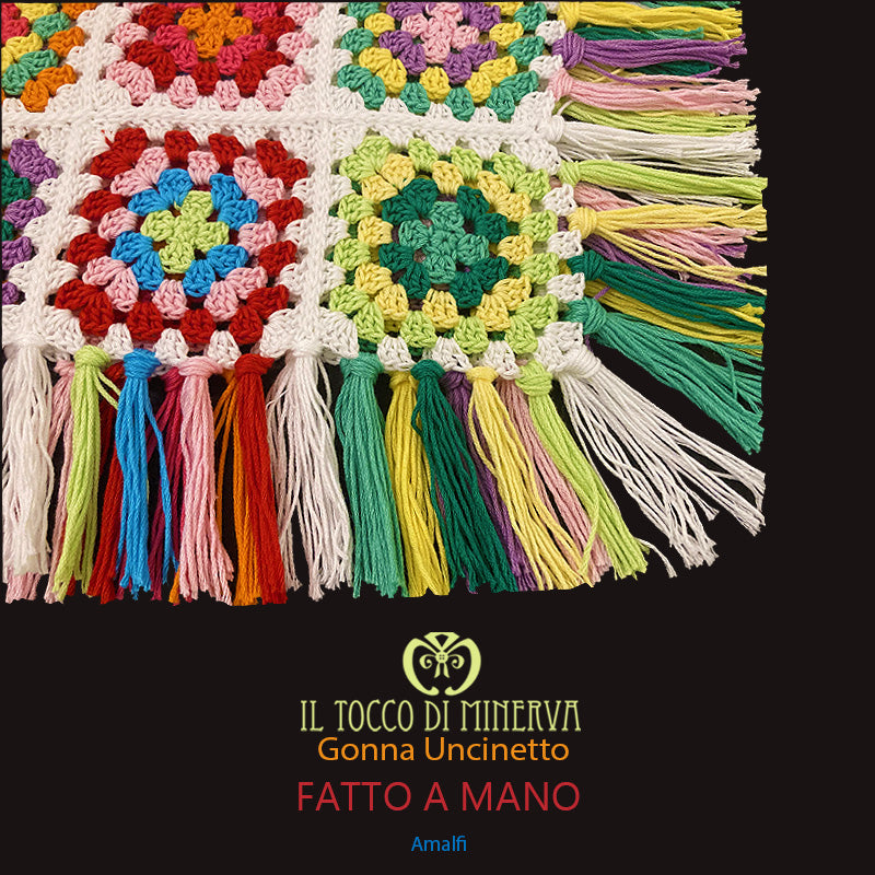 Gonna uncinetto Amalfi in cotone multicolore - Fatto a Mano - Il Tocco di Minerva