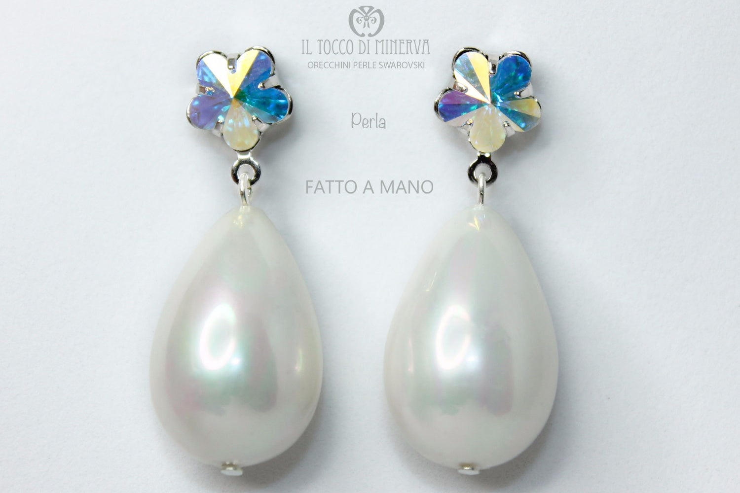 Orecchini cristallo e perle Swarovski Perla Realizzati A Mano - Il Tocco di Minerva