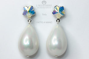 Orecchini cristallo e perle Swarovski Perla Realizzati A Mano - Il Tocco di Minerva