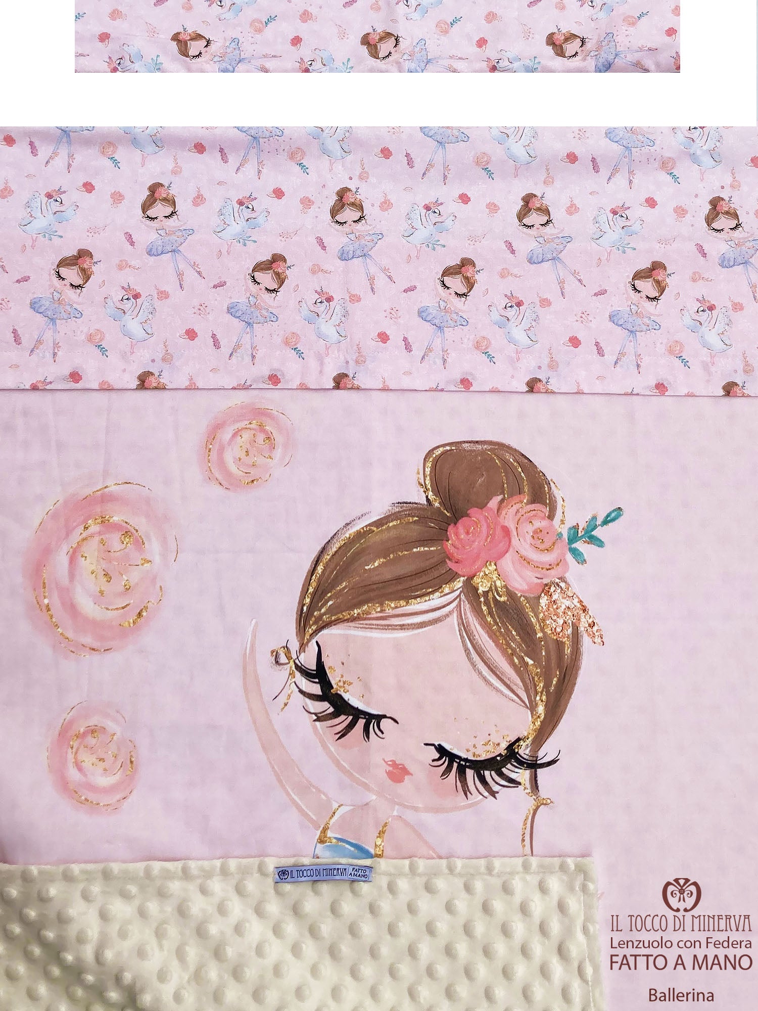Lenzuolo con Federa Bambina in Cotone Ballerina - Fatto a Mano - Il Tocco di Minerva