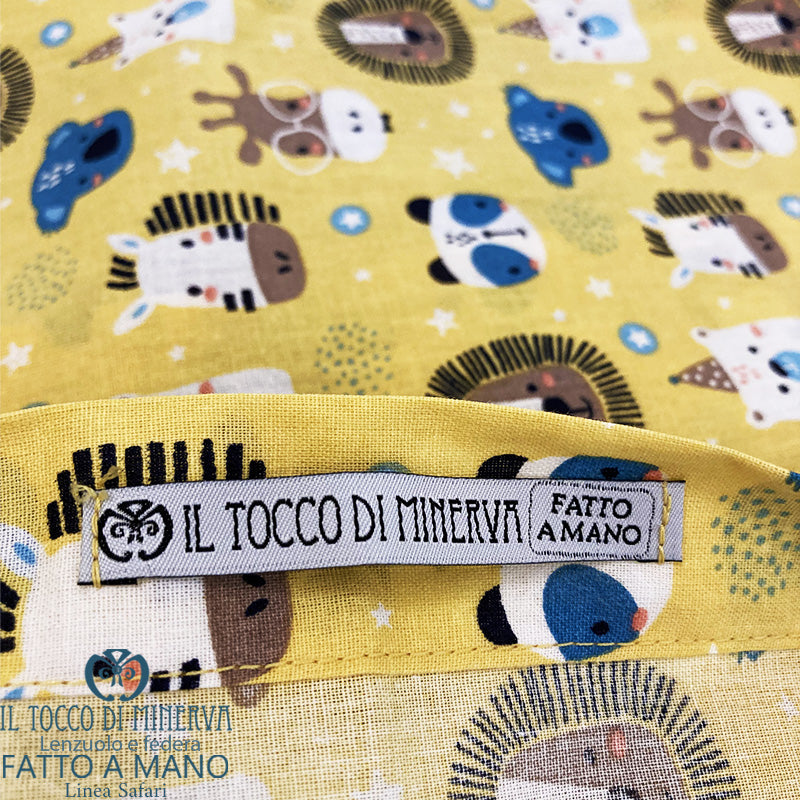 Lenzuolo con Federa neonato Linea Safari - Fatto a Mano - Il Tocco di Minerva