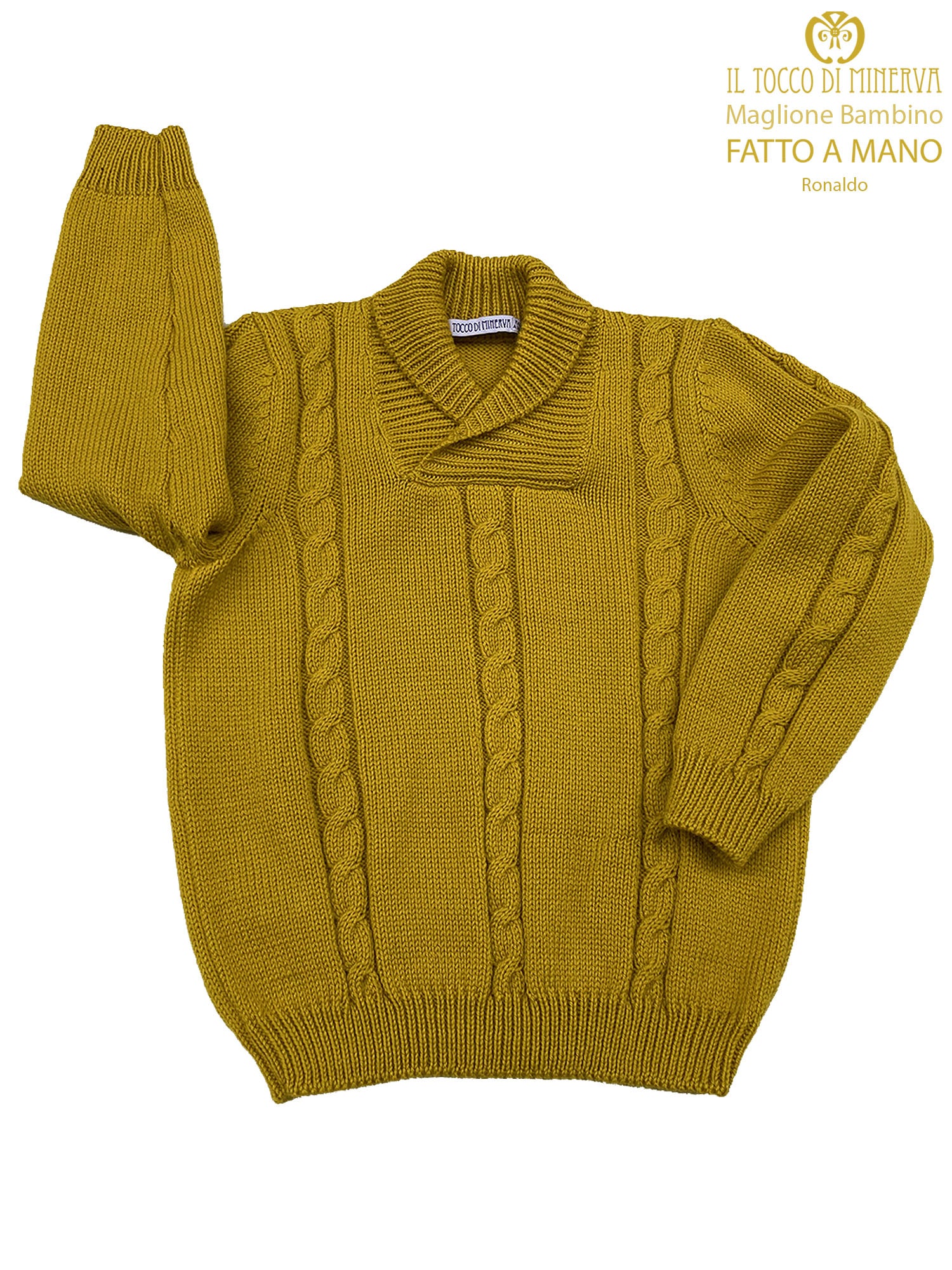 Maglia Bambino Senape Pura Lana - Fatto a Mano - Il Tocco di Minerva