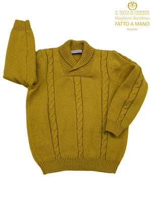Maglia Bambino Senape Pura Lana - Fatto a Mano - Il Tocco di Minerva