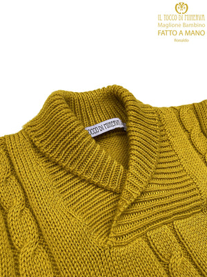 Maglia Bambino Senape Pura Lana - Fatto a Mano - Il Tocco di Minerva