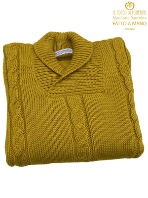 Maglia Bambino Senape Pura Lana - Fatto a Mano - Il Tocco di Minerva