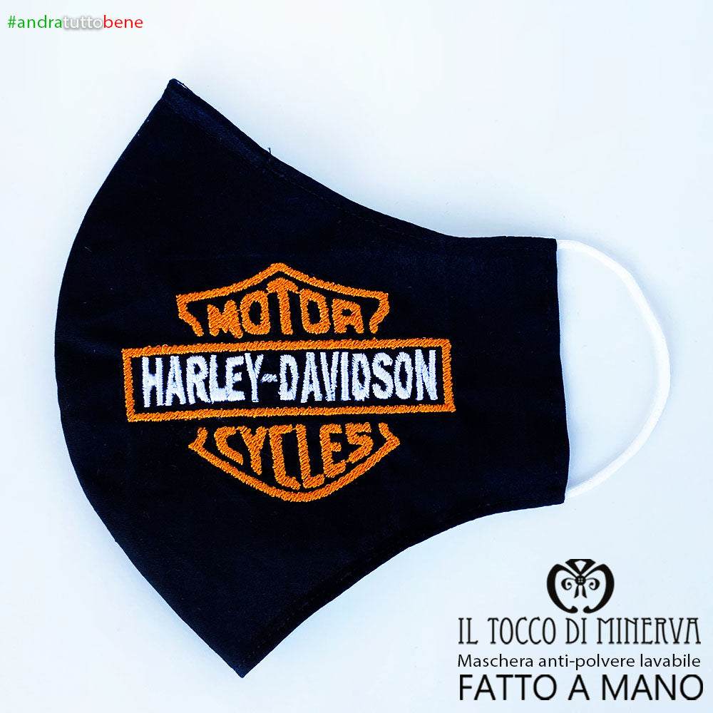 Mascherina Harley Davidson forma 2 anti-polvere lavabile andrà tutto bene - Il Tocco di Minerva