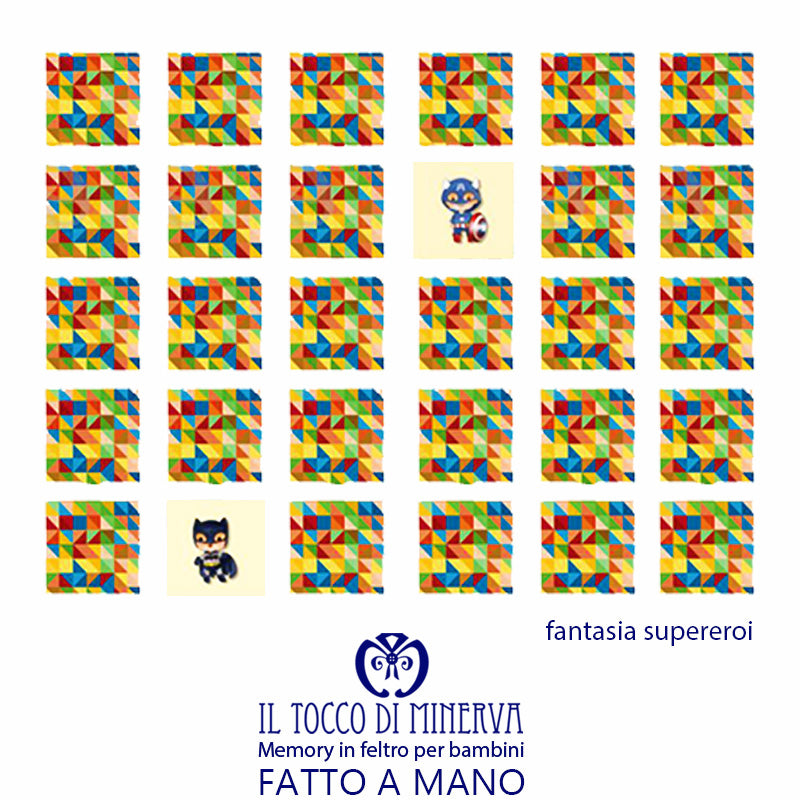 Memory in feltro per bambino fantasia supereroi - Fatto a Mano - Il Tocco di Minerva