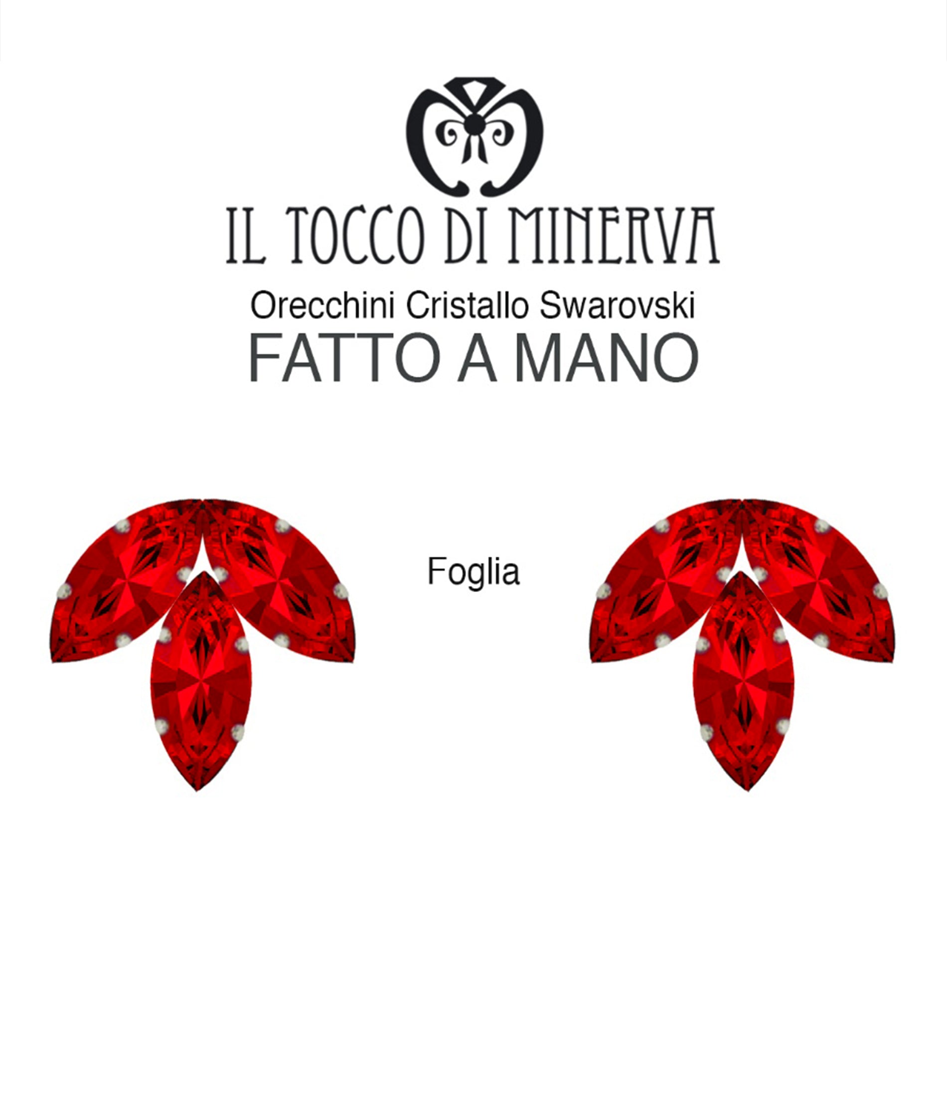 Orecchini Swarovski Foglia Colore rosso Realizzato a mano - Il Tocco di Minerva