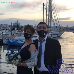 Mascherina forma 2  anti-polvere lavabile andrà tutto bene matrimonio anniversario - Il Tocco di Minerva