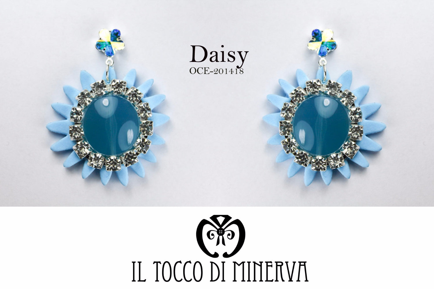 Orecchini celesti fiore cristallo swarovski Daisy Realizzati a mano – Handmade - Il Tocco di Minerva