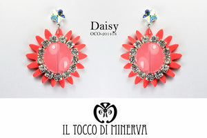 Orecchini Corallo fiore cristallo swarovski Daisy Realizzati a mano - Handmade - Il Tocco di Minerva