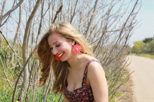 Orecchini corallo fiori cristallo swarovski Aster Realizzati a mano - Handmade - Il Tocco di Minerva