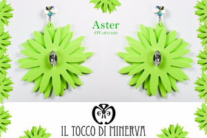 Orecchini verdi fiori cristallo swarovski Aster Realizzati a mano - Handmade - Il Tocco di Minerva