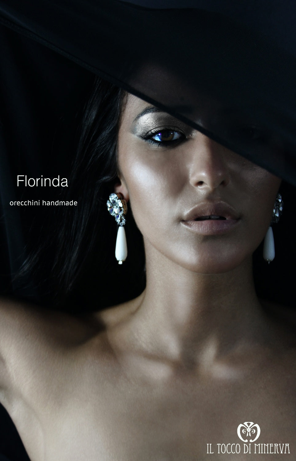 Orecchini bianco/nero Florinda swarovski e pietre Realizzato A Mano - Il Tocco di Minerva