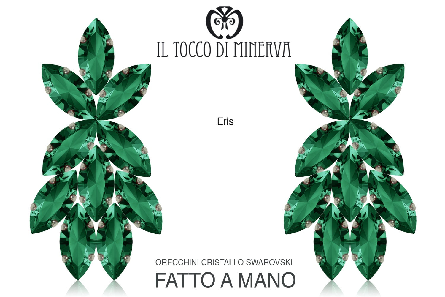 Orecchini in cristallo swarovski verde smeraldo Eris Realizzati a mano - Il Tocco di Minerva