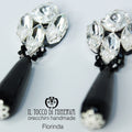 Orecchini bianco/nero Florinda swarovski e pietre Realizzato A Mano - Il Tocco di Minerva