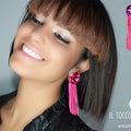 Orecchini fucsia frange e swarovski Nia Realizzati - Handmade - Il Tocco di Minerva