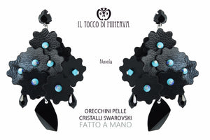 Orecchini in pelle e cristalli Swarovski Nuvola Realizzati A Mano – Handmade - Il Tocco di Minerva