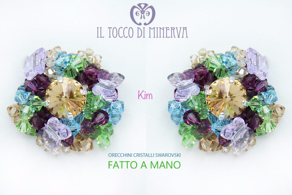 Orecchini multicolore Kim Cristallo Swarovski - Realizzati a mano - Il Tocco di Minerva