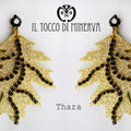 Orecchini oro/nero in moosgummi e swarowski Thara Realizzati A Mano – HandMade - Il Tocco di Minerva