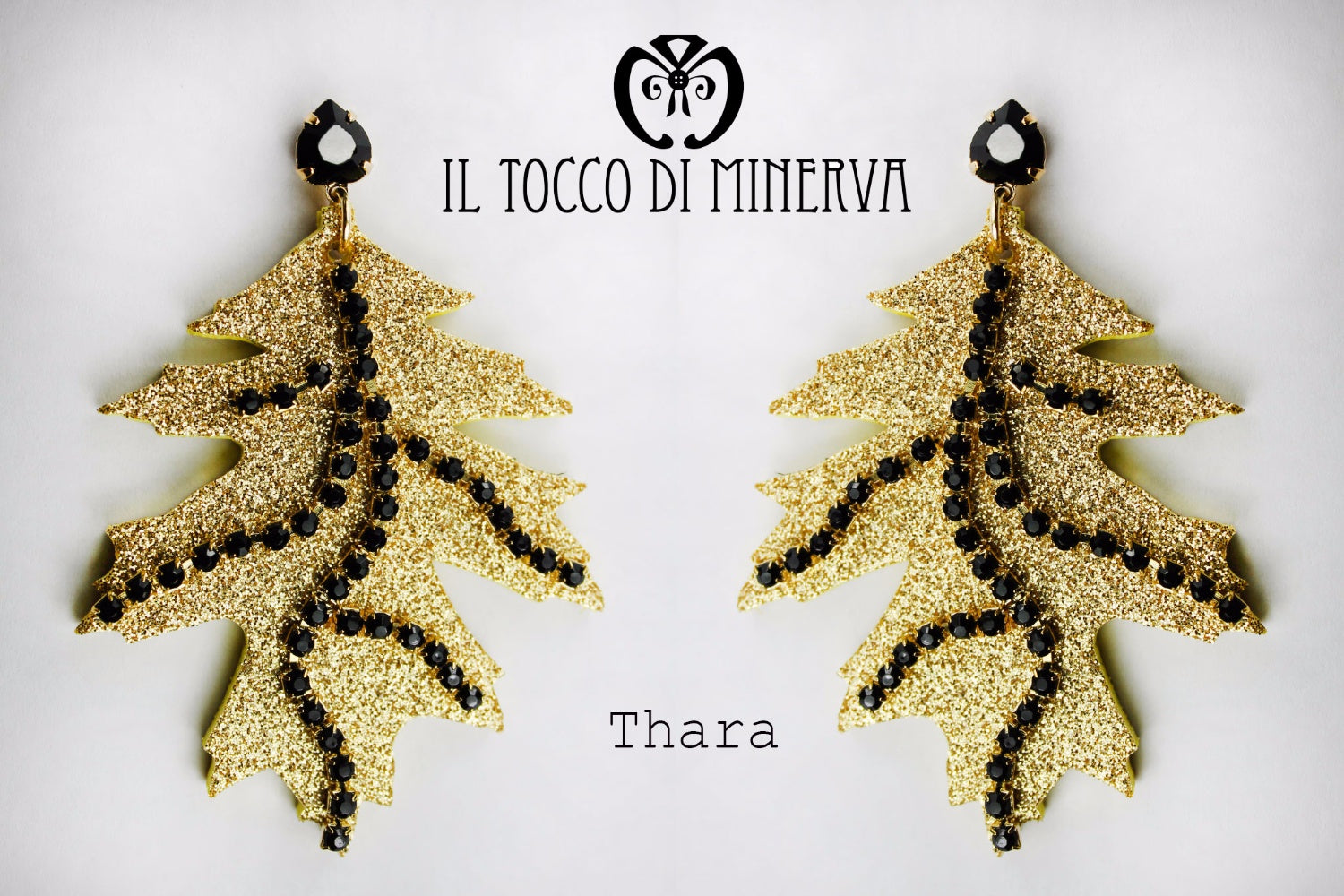 Orecchini oro/nero in moosgummi e swarowski Thara Realizzati A Mano – HandMade - Il Tocco di Minerva