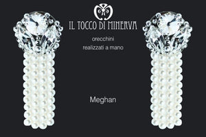 Orecchini cristalli e perle Swarovski Meghan Realizzati A Mano - Il Tocco di Minerva