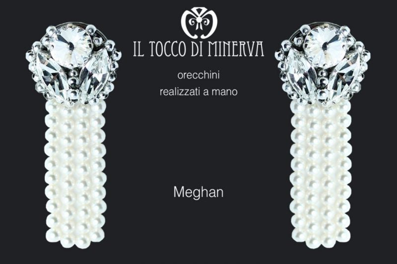 Orecchini cristalli e perle Swarovski Meghan Realizzati A Mano - Il Tocco di Minerva