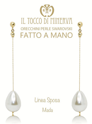 Orecchini perle Swarovski e argento 925 fatti a mano - Orecchini perle Swarovski argento 925 di alta qualità