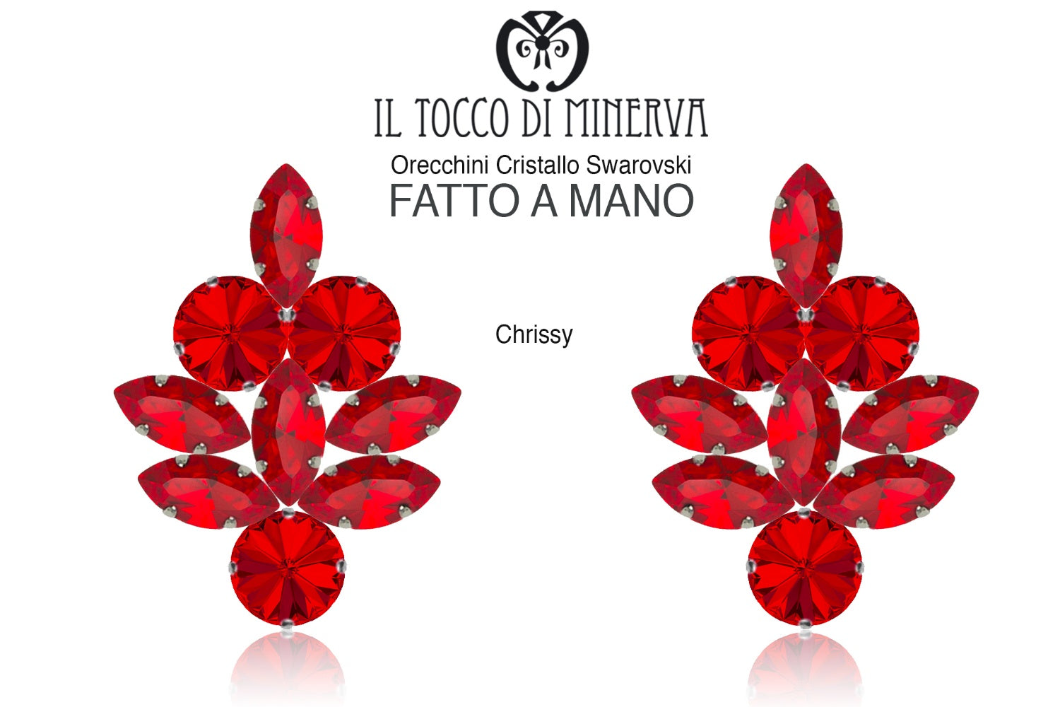 Orecchini Cristallo Swarovski Chrissy Rosso - Il Tocco di Minerva