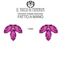 Orecchini Swarovski Foglia Fucsia Realizzato a Mano - Il Tocco di Minerva