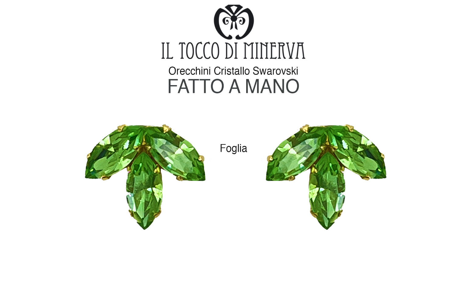 Orecchini Swarovski Foglia Colore verde - Fatto a mano