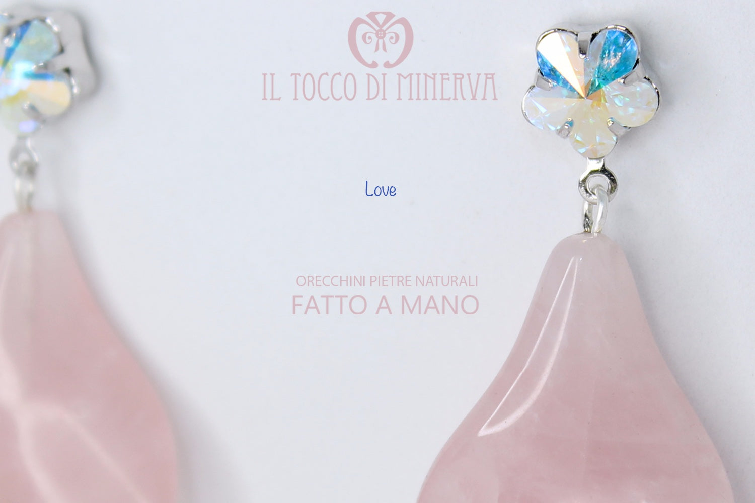 Orecchini in cristallo swarovski e pietre Naturali Love Realizzato A Mano – HandMade - per San Valentino - Il Tocco di Minerva