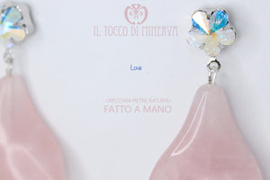 Orecchini in cristallo swarovski e pietre Naturali Love Realizzato A Mano – HandMade - per San Valentino - Il Tocco di Minerva