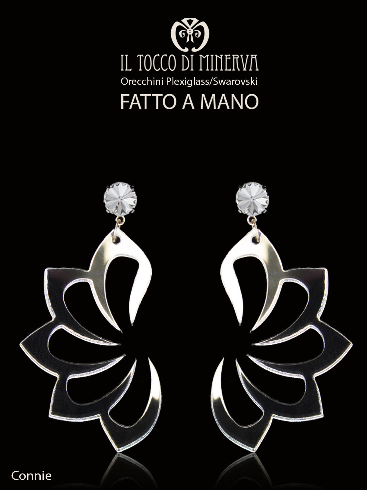 Orecchini plexiglass Connie specchiato argentato - Realizzato a mano - Il Tocco di Minerva
