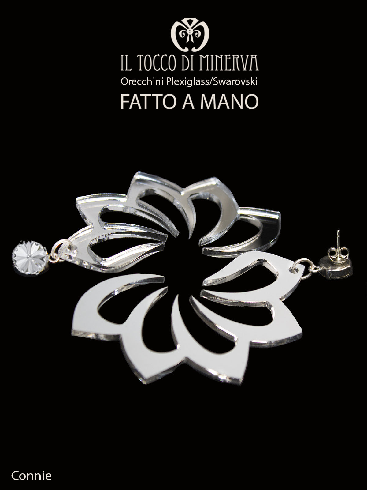 Orecchini plexiglass Connie specchiato argentato - Realizzato a mano - Il Tocco di Minerva