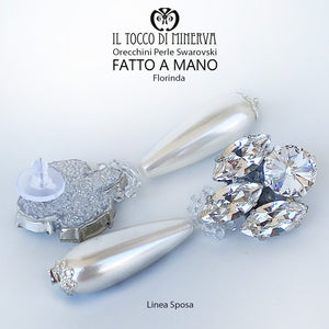 Orecchini Florinda swarovski e perle Lina Sposa Realizzato A Mano - Il Tocco di Minerva