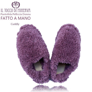 Pantofole pelliccia donna Cuddly rosa antico - Fatto a mano - Il Tocco di Minerva