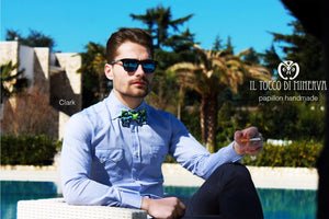 Papillon Uomo cotone Clark tessuto alta moda - Realizzato a mano - Il Tocco di Minerva