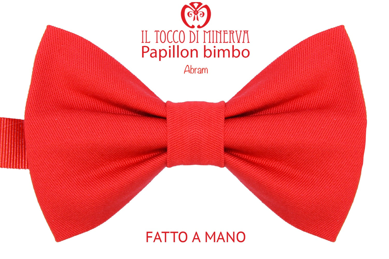 Papillon Farfallino Bimbo Abram Rosso Cotone Realizzato a mano – Handmade - Il Tocco di Minerva