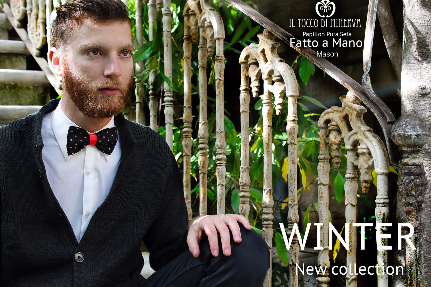 Papillon Uomo cotone/seta Mason tessuto alta moda - Realizzato a mano - Il Tocco di Minerva