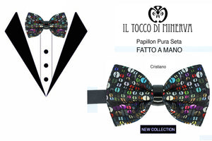 Papillon Uomo Cristiano seta tessuto alta moda - Realizzato a mano - Il Tocco di Minerva