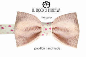 Papillon Rosa Kristopher tessuto alta moda - Realizzato a mano - Il Tocco di Minerva