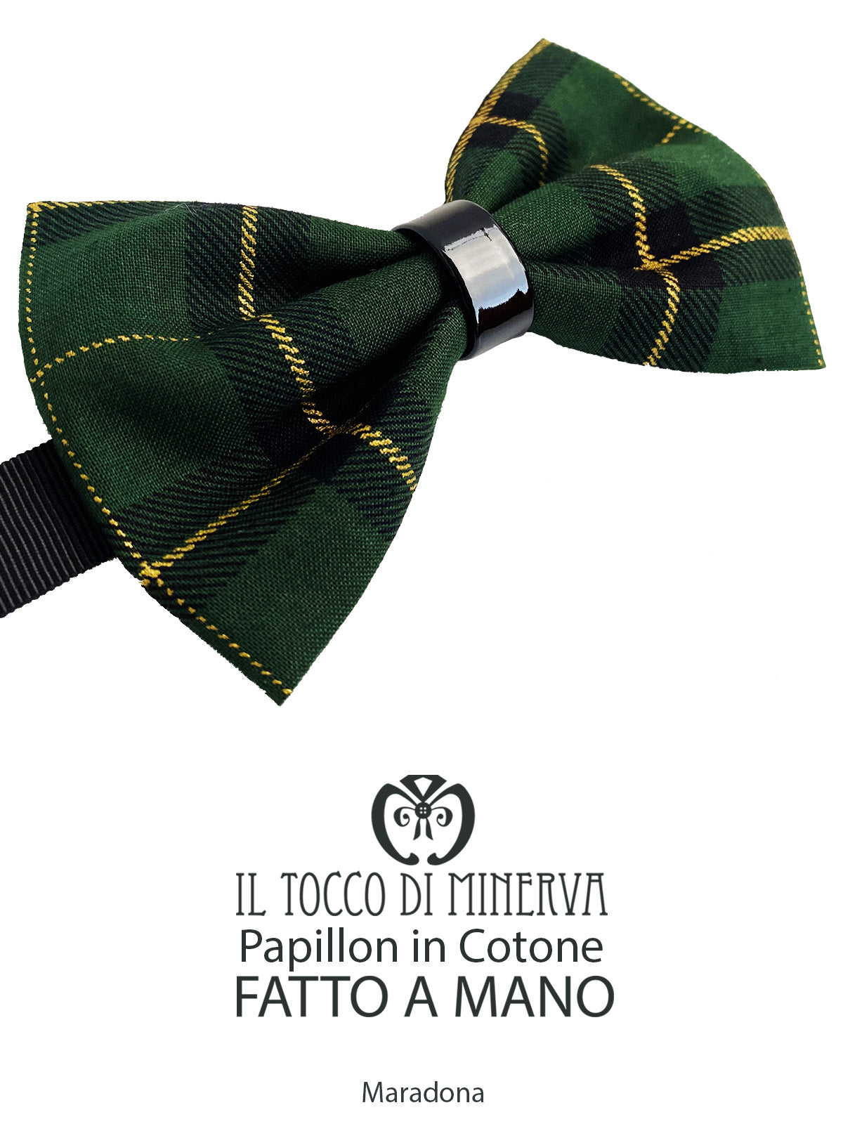 Papillon Uomo cotone Maradona tessuto Tartan Verdone - Fatto a mano - Il Tocco di Minerva