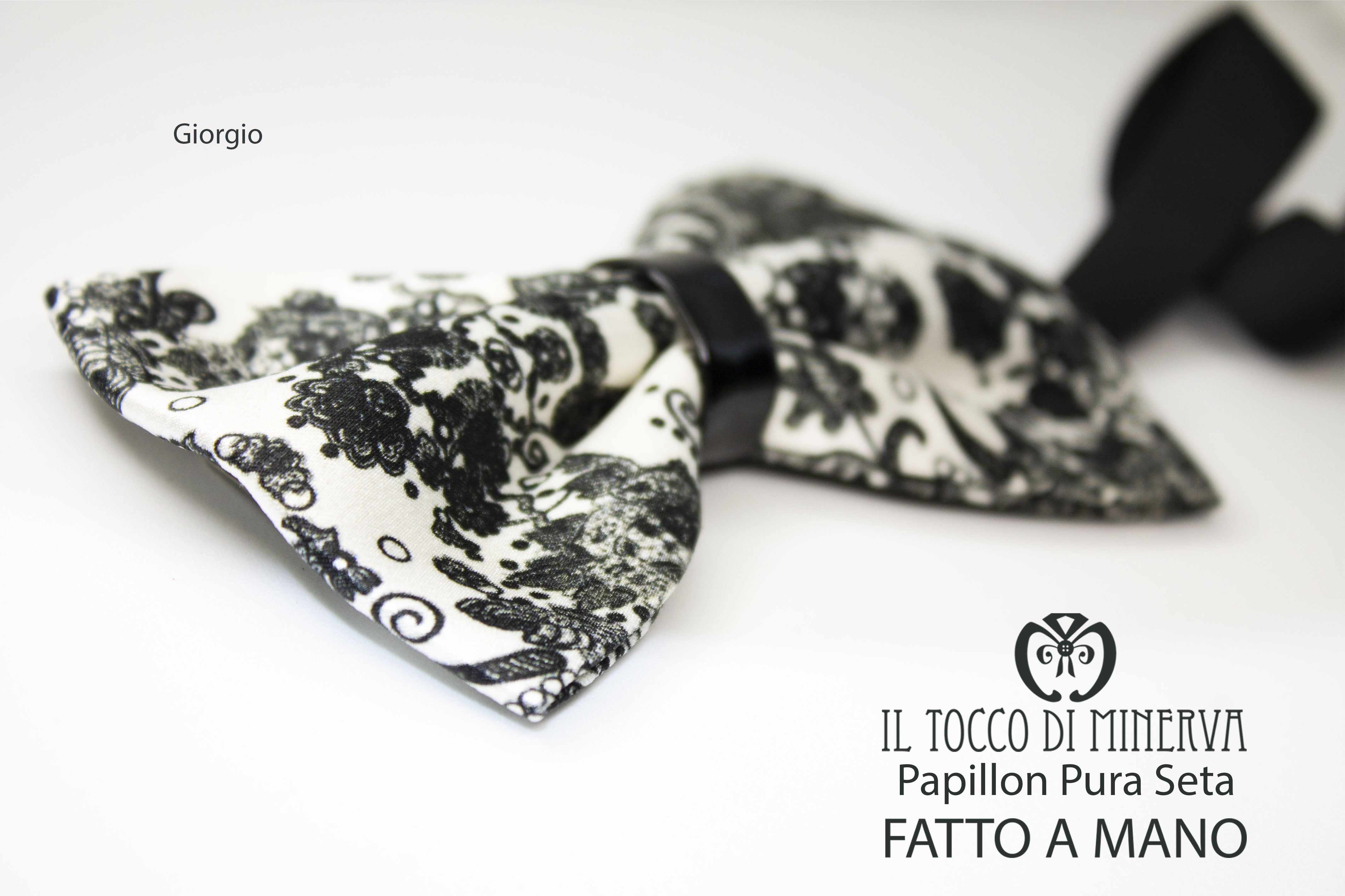 Papillon Pura Seta Giorgio Tessuto Alta Moda - Realizzato a mano - Il Tocco di Minerva